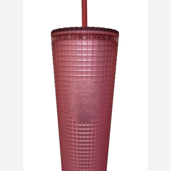 Starbucks Grid Soft Touch Tumbler Maroon Berry Venti 24oz Fall 2023 NWT - Picture 2 of 2
